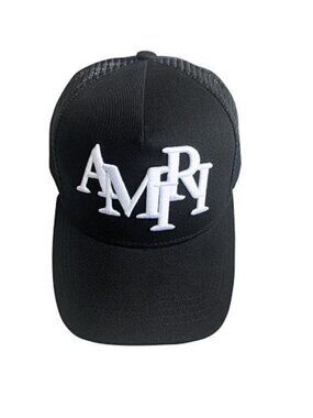 AMIRI Black Trucker Cap with White Embroidered Logo